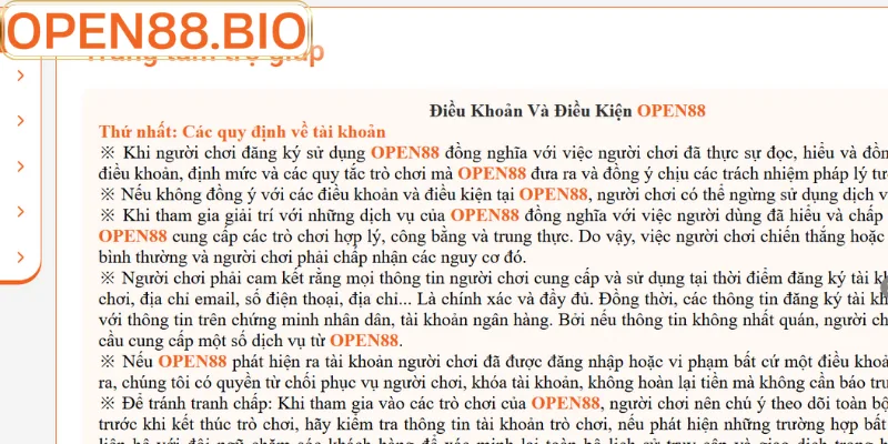 Giao diện trang chủ và điều khoản dịch vụ hệ thống